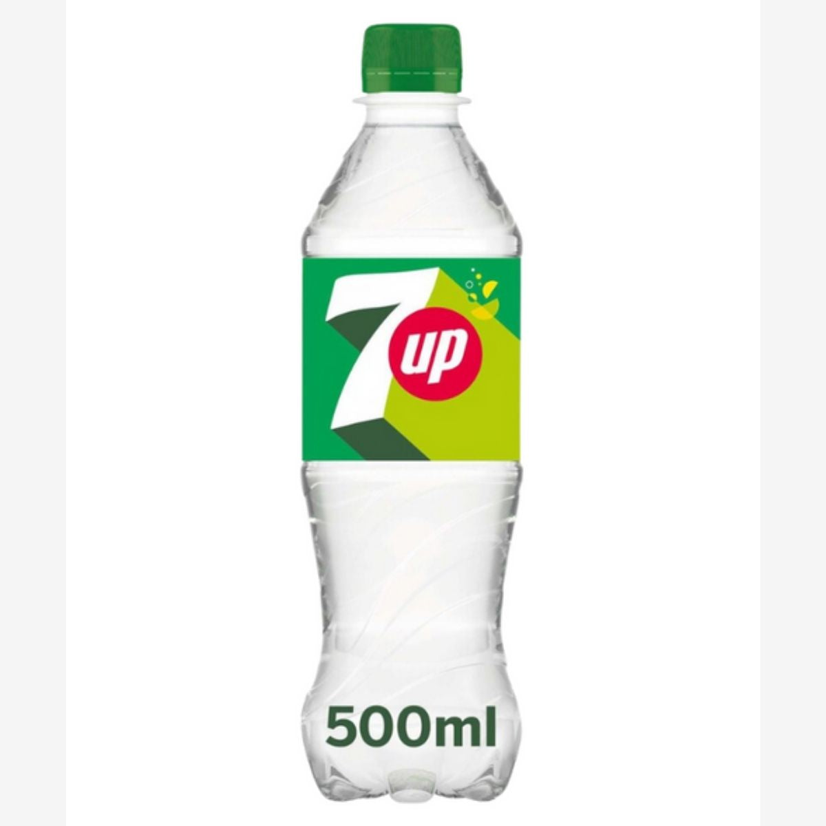 The 7UP 500ml plastic bottle, featuring a green cap and brand logo, delivers a refreshing lemon-lime flavor. The 7UP 500ml plastic bottle, featuring a green cap and brand logo, delivers a refreshing lemon-lime flavor.