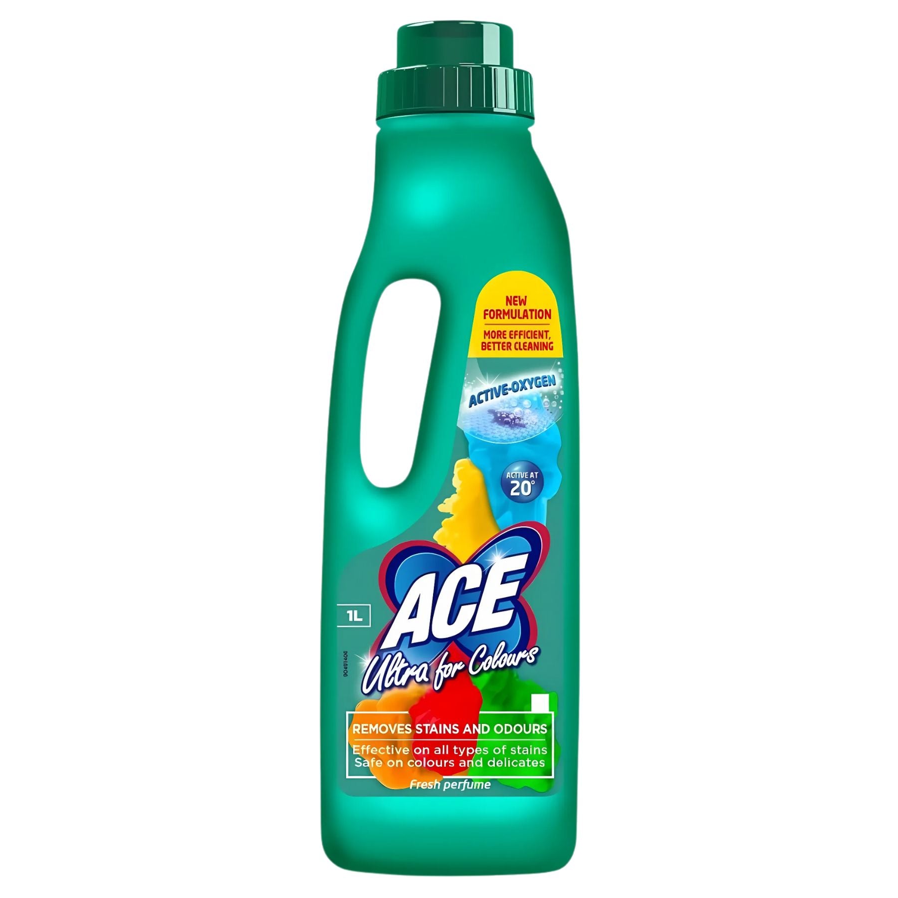 Ace - Detergent Ultra For Colours Fresh Perfume - 1L is a powerful liquid detergent with active oxygen that removes stains and odors, enhancing fabric vibrancy—ideal for washing coloured clothes. Ace - Detergent Ultra For Colours Fresh Perfume - 1L is a powerful liquid detergent with active oxygen that removes stains and odors, enhancing fabric vibrancy—ideal for washing coloured clothes.