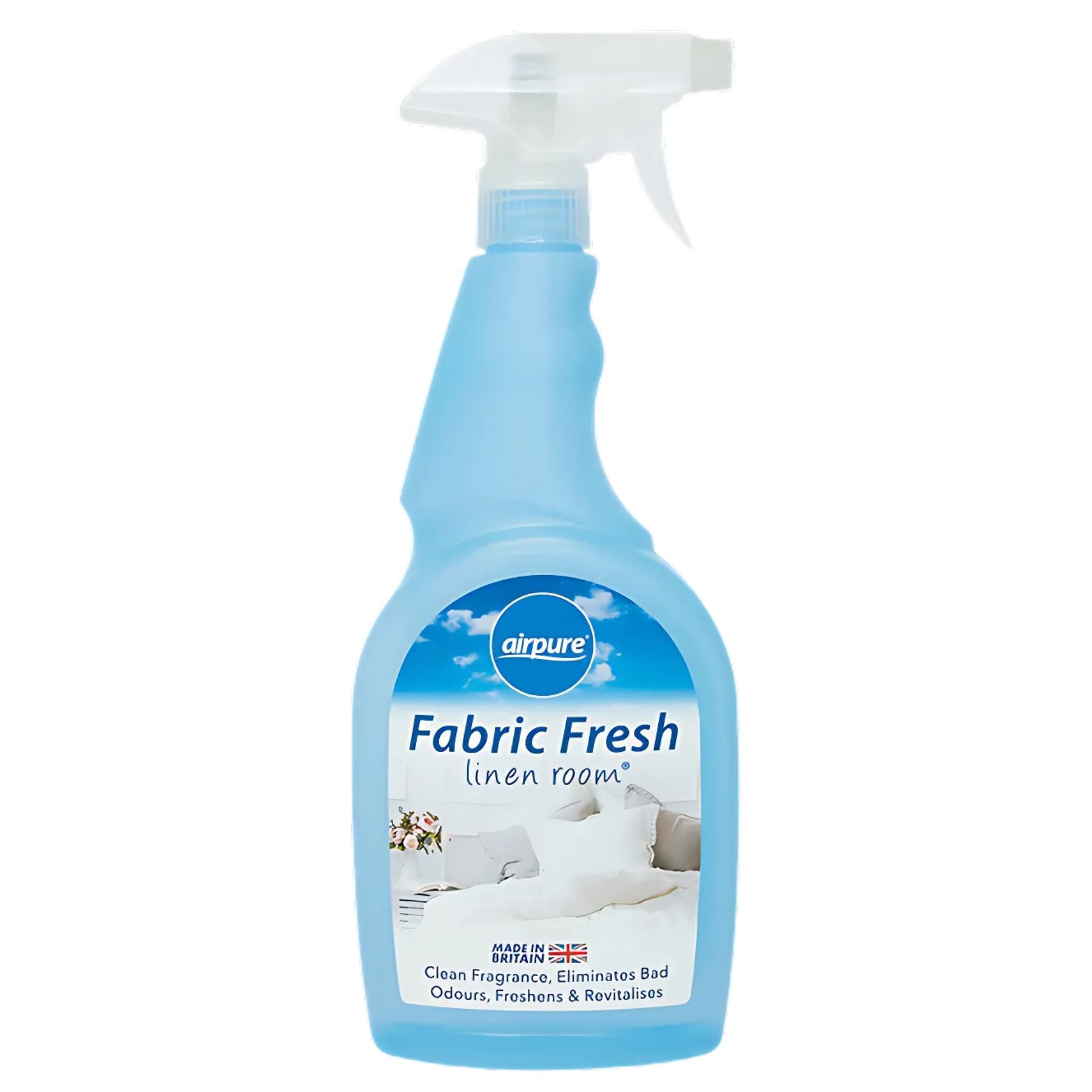 The Airpure - Linen Room Fabric Freshener Spray (750ml) eliminates odours and refreshes fabrics, leaving rooms with a clean, fresh scent. The Airpure - Linen Room Fabric Freshener Spray (750ml) eliminates odours and refreshes fabrics, leaving rooms with a clean, fresh scent.