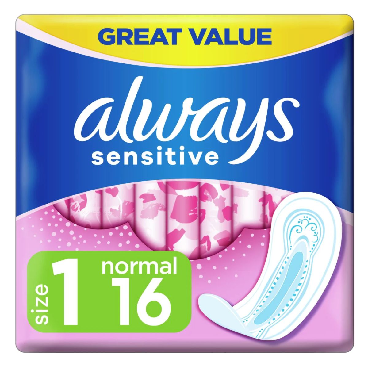 Always - Sensitive Size 1 Normal Ultra Pads - 16 Pads.