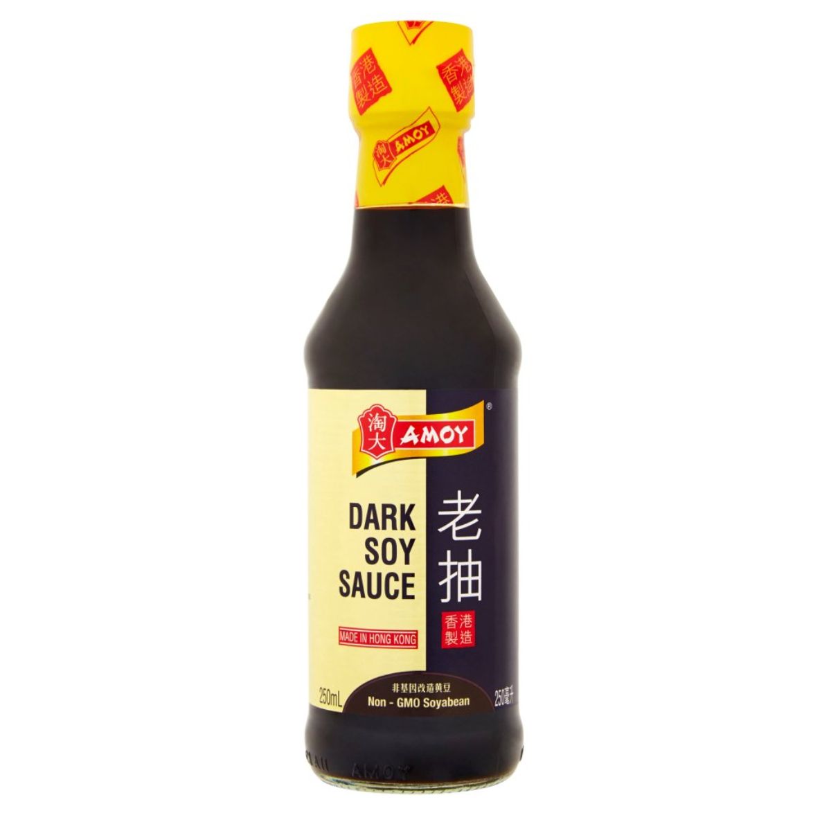 A bottle of Amoy - Dark Soy Sauce - 250ml on a white background.