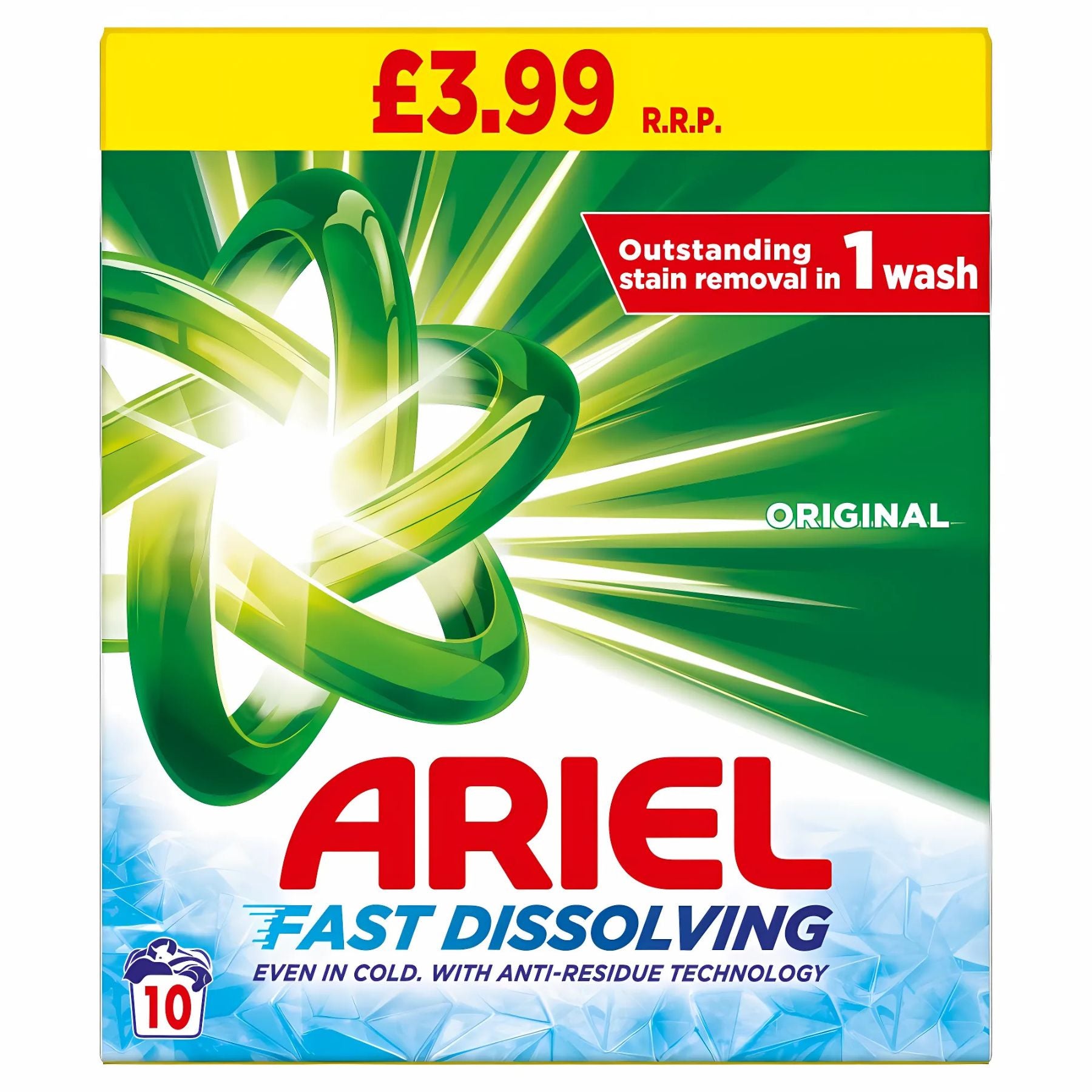 Ariel - Washing Powder 10 Washes (600g) offers outstanding stain removal in one wash, fast dissolving for great results—all for just £3.99. Ariel - Washing Powder 10 Washes (600g) offers outstanding stain removal in one wash, fast dissolving for great results—all for just £3.99.