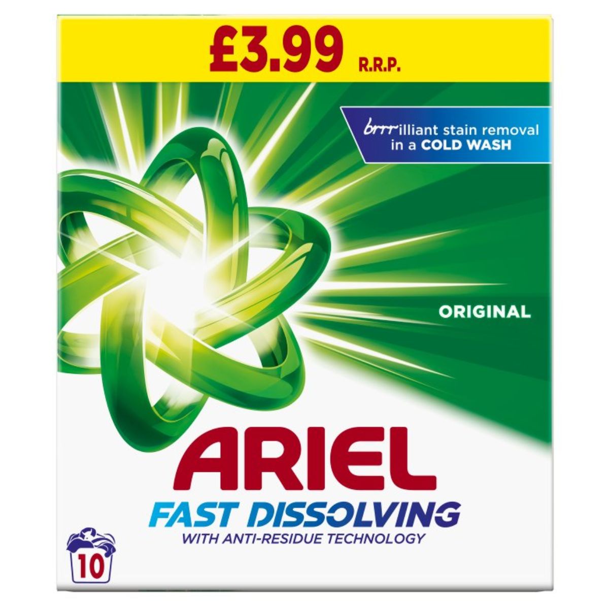Ariel - Washing Powder 10 Washes - 650g fast dissolving laundry detergent.