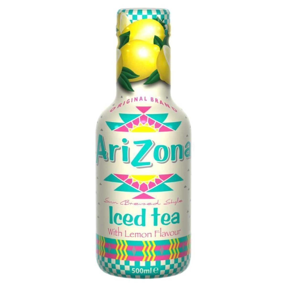 A bottle of Arizona - Iced Tea Lemon Flavour - 500ml. A bottle of Arizona - Iced Tea Lemon Flavour - 500ml.