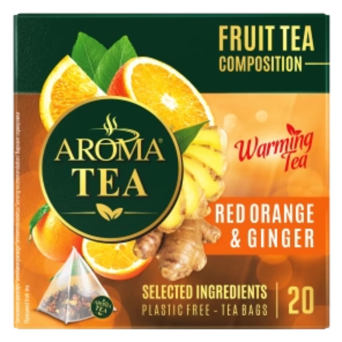 Aroma Tea - Warming Orange Ginger Tea - 20 Sachets fruit composition red orange & ginger.