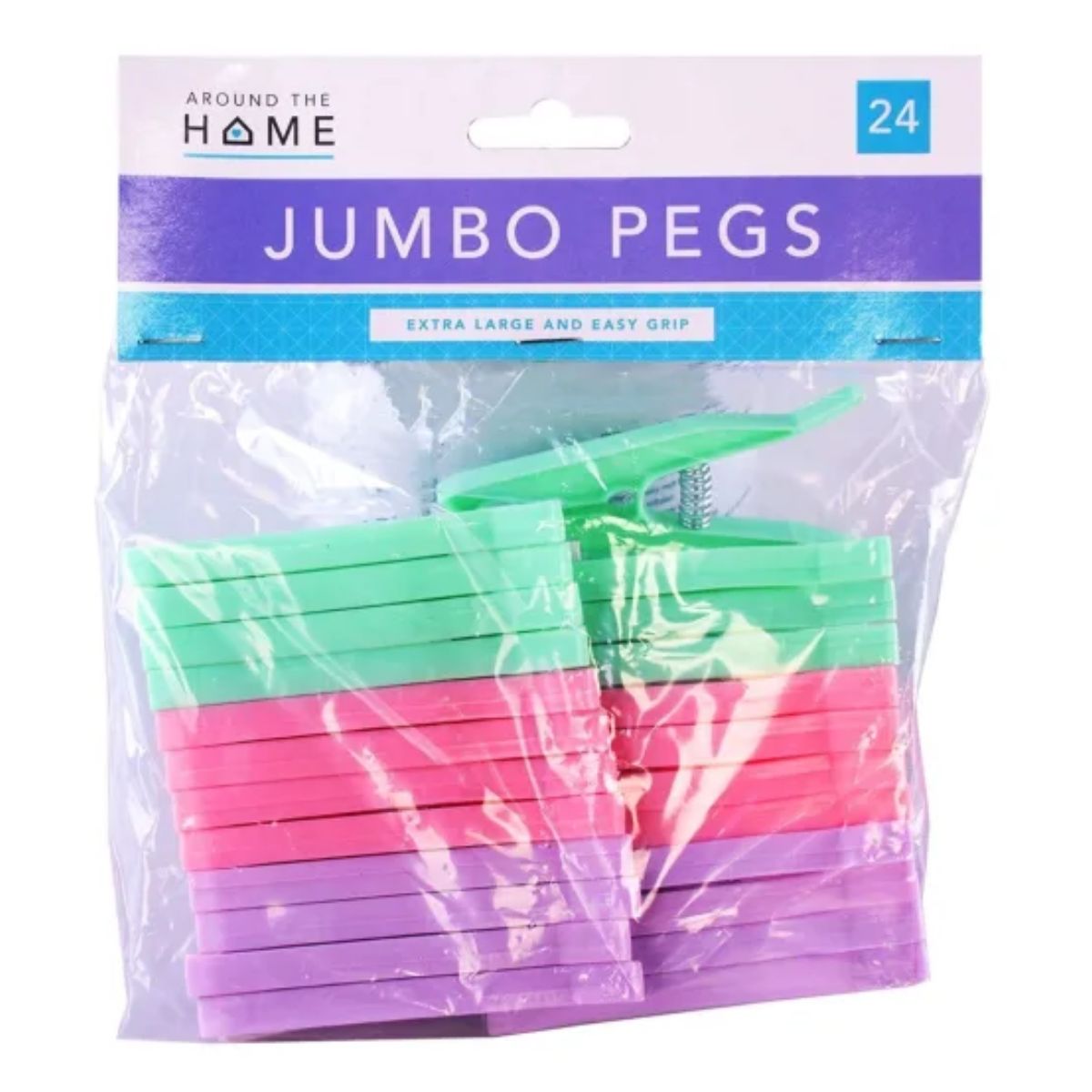 Around the Home - Plastic Jumbo Clothes Pegs - 24pcs. Around the Home - Plastic Jumbo Clothes Pegs - 24pcs.