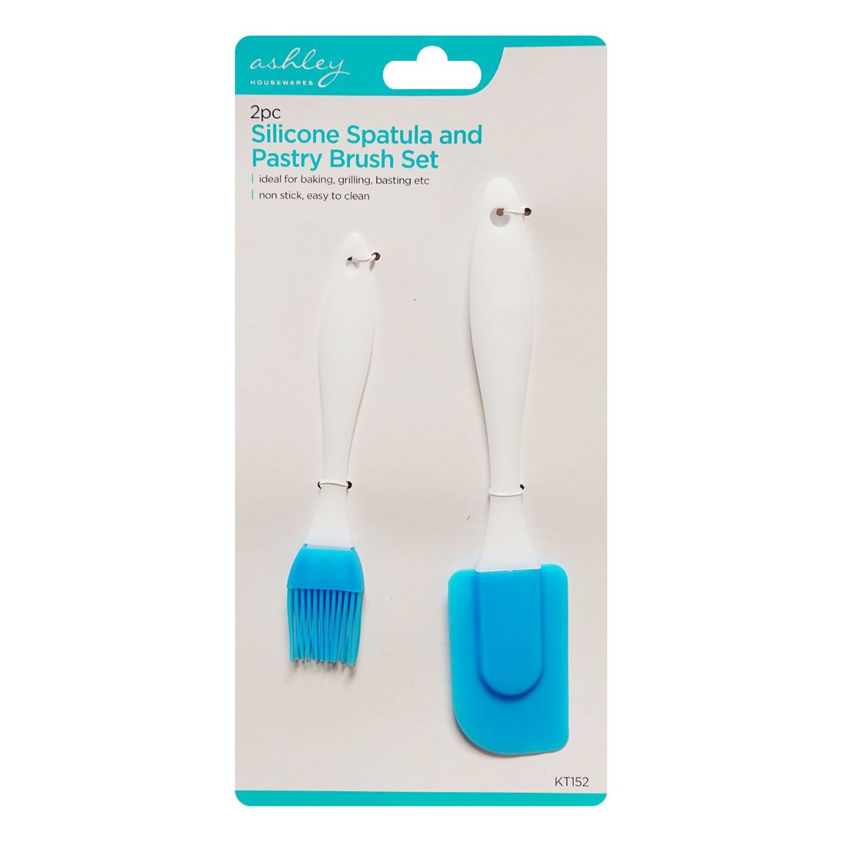An Ashley - Housewares Silicone Spatula and Pastry Brush Set packaged for sale.