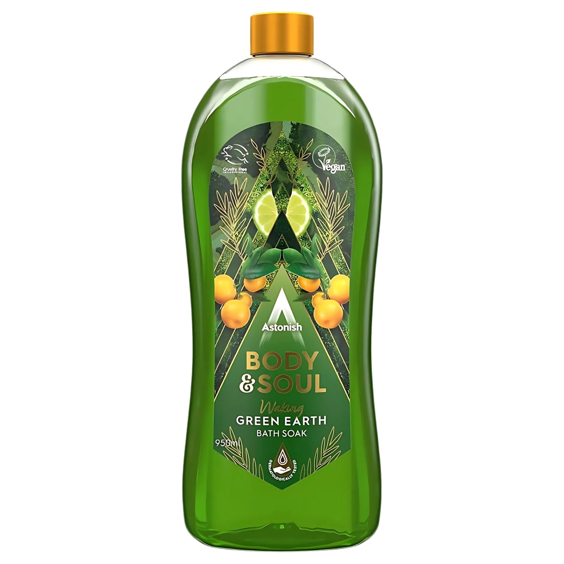 Astonish - Body & Soul Green Earth Bath Soak - 950ml is a vegan stress relief bath soak with natural minerals, citrus and leaf graphics, and a green liquid for a refreshing, revitalizing experience. Astonish - Body & Soul Green Earth Bath Soak - 950ml is a vegan stress relief bath soak with natural minerals, citrus and leaf graphics, and a green liquid for a refreshing, revitalizing experience.