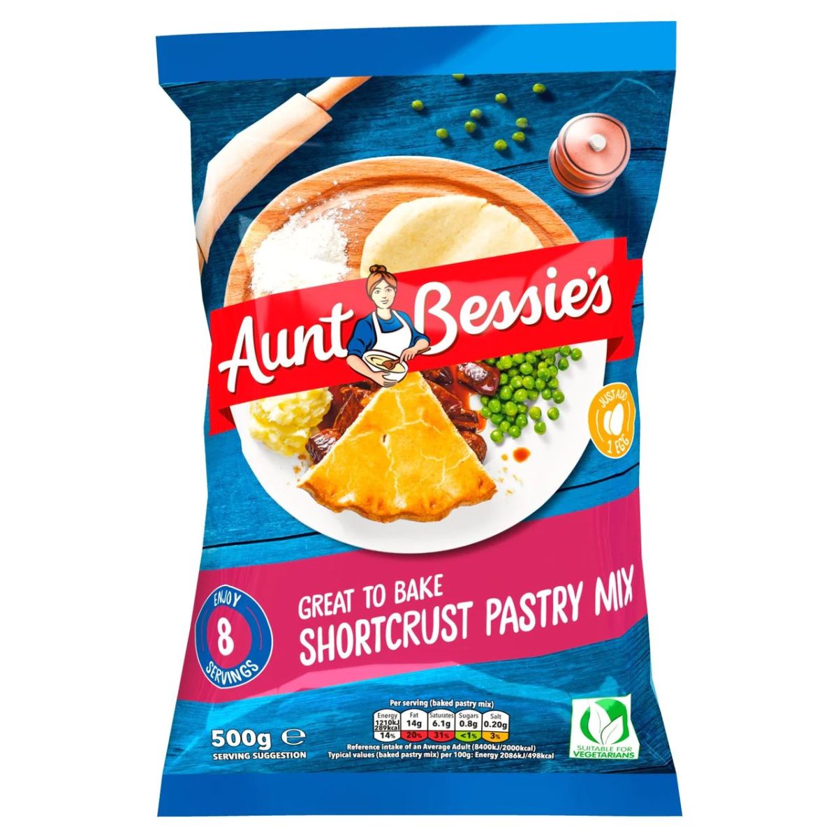 A bag of Aunt Bessies - Shortcrust Pastry Mix - 500g.