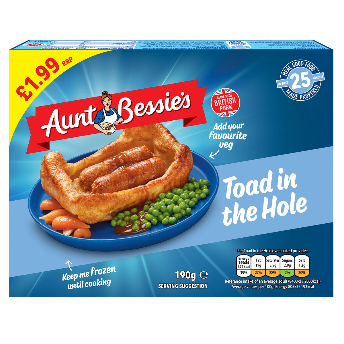 Aunt Bessies - Toad in the Hole - 190g in the hole.
