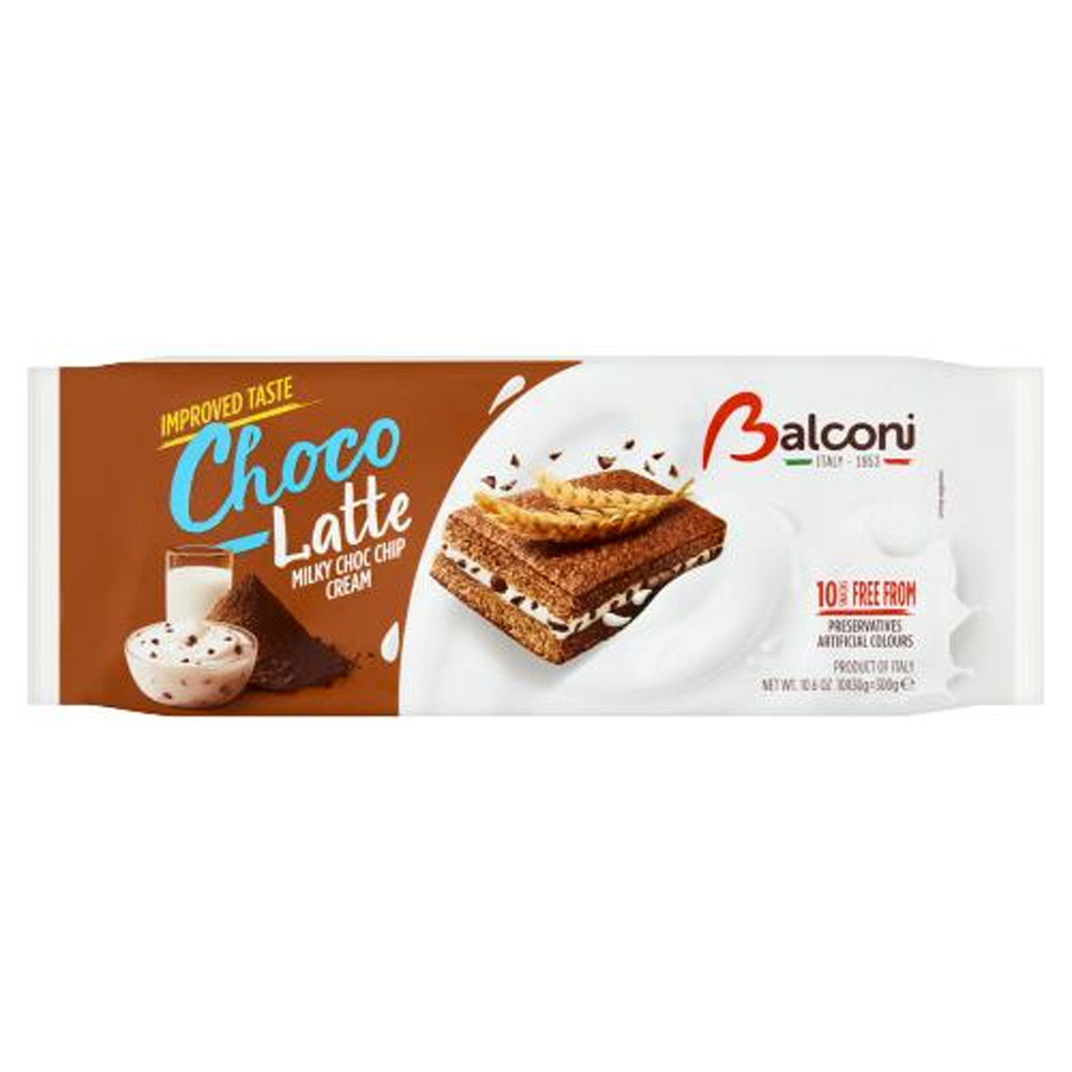 Balconi - Choco Latte Milky Choc Chip Cream - 10 x 30g (300g) - Continental Food Store