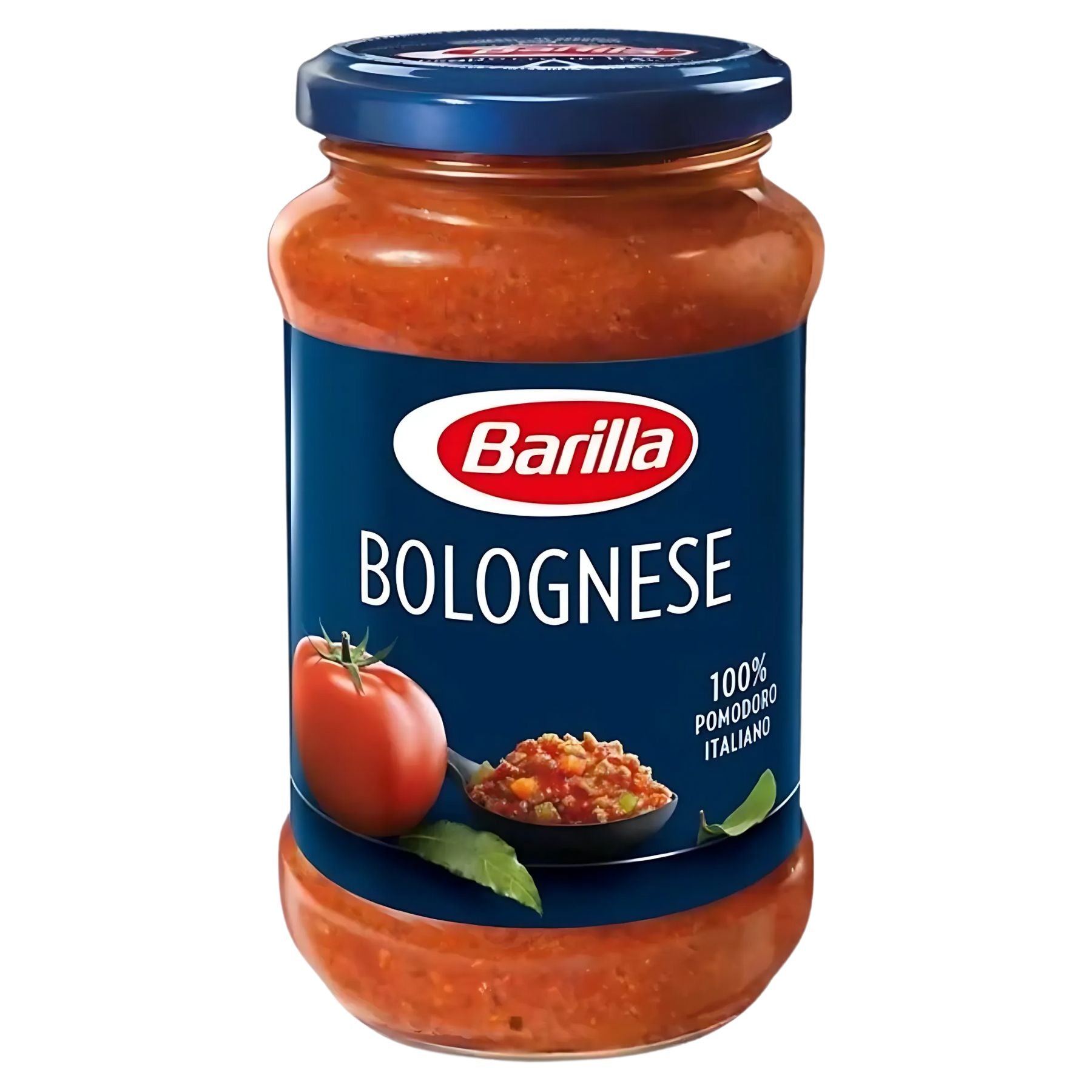 Barilla Bolognese Sauce 400g comes in a glass jar with a blue label showing tomatoes and sauce, emphasizing "100% Pomodoro Italiano"—ideal for tasty Italian-inspired meals. Barilla Bolognese Sauce 400g comes in a glass jar with a blue label showing tomatoes and sauce, emphasizing "100% Pomodoro Italiano"—ideal for tasty Italian-inspired meals.