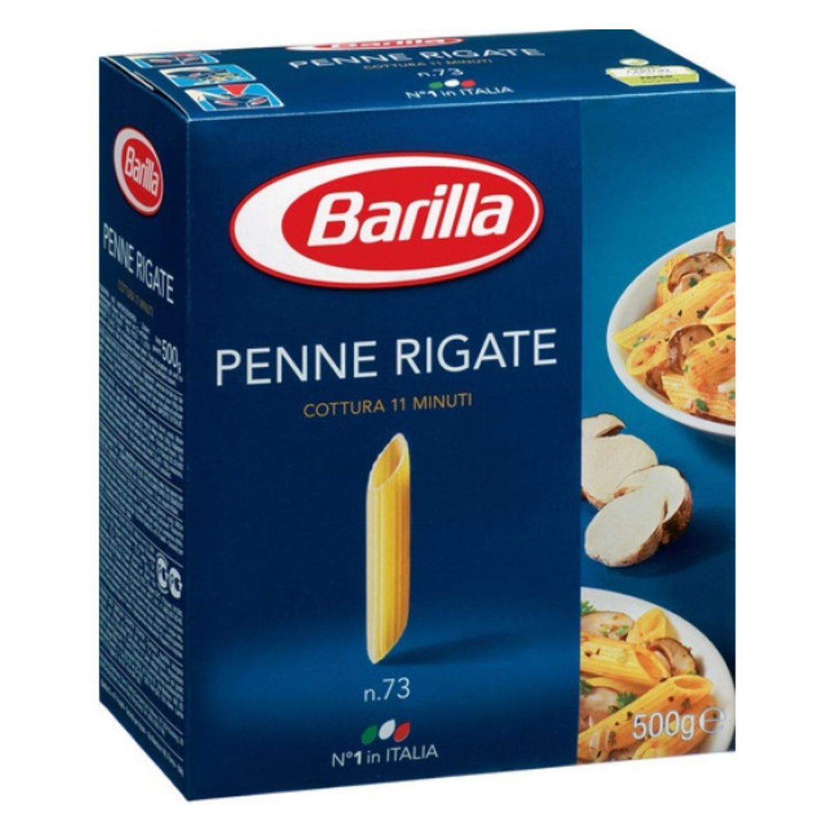 Box of Barilla - Pasta Penne Rigate - 500g, number 73, package.