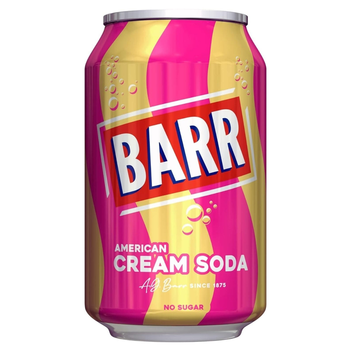 A can of Barr - American Cream Soda - 330ml on a white background.