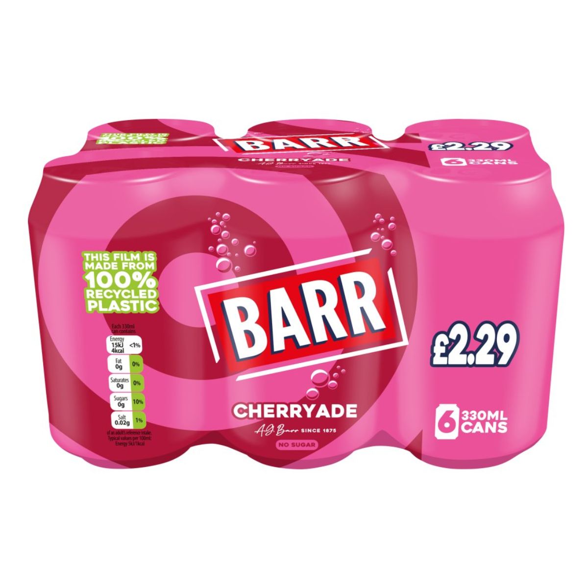 A pack of Barr - Cherryade - 6x330ml. A pack of Barr - Cherryade - 6x330ml.