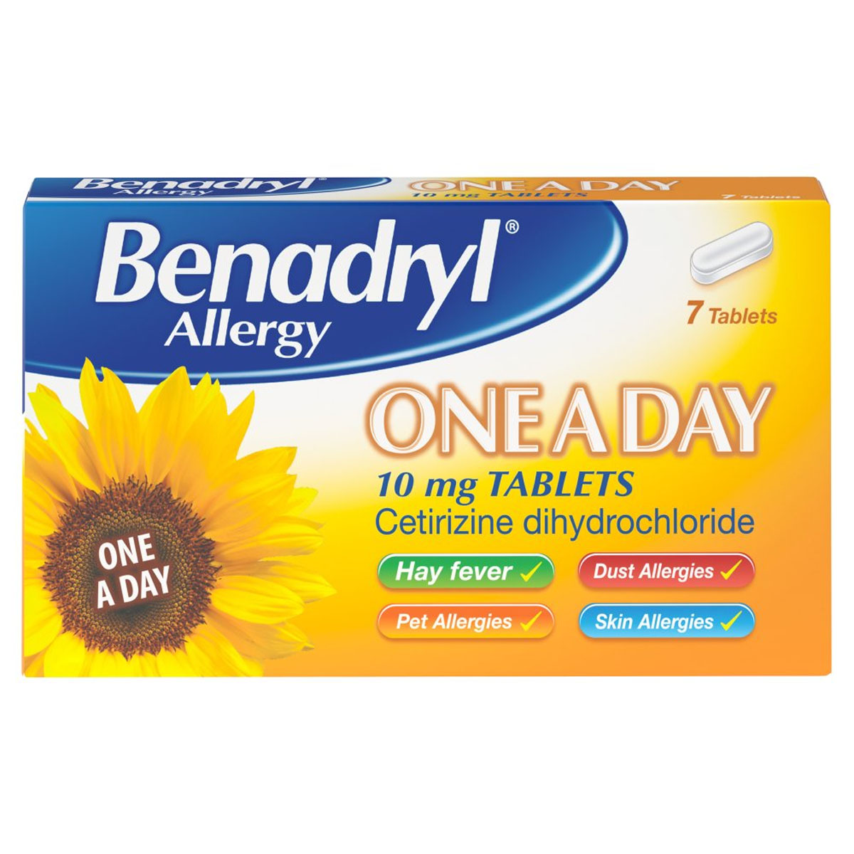 Benadryl - 7 One a Day Allergy Tablets - Continental Food Store Benadryl - 7 One a Day Allergy Tablets - Continental Food Store