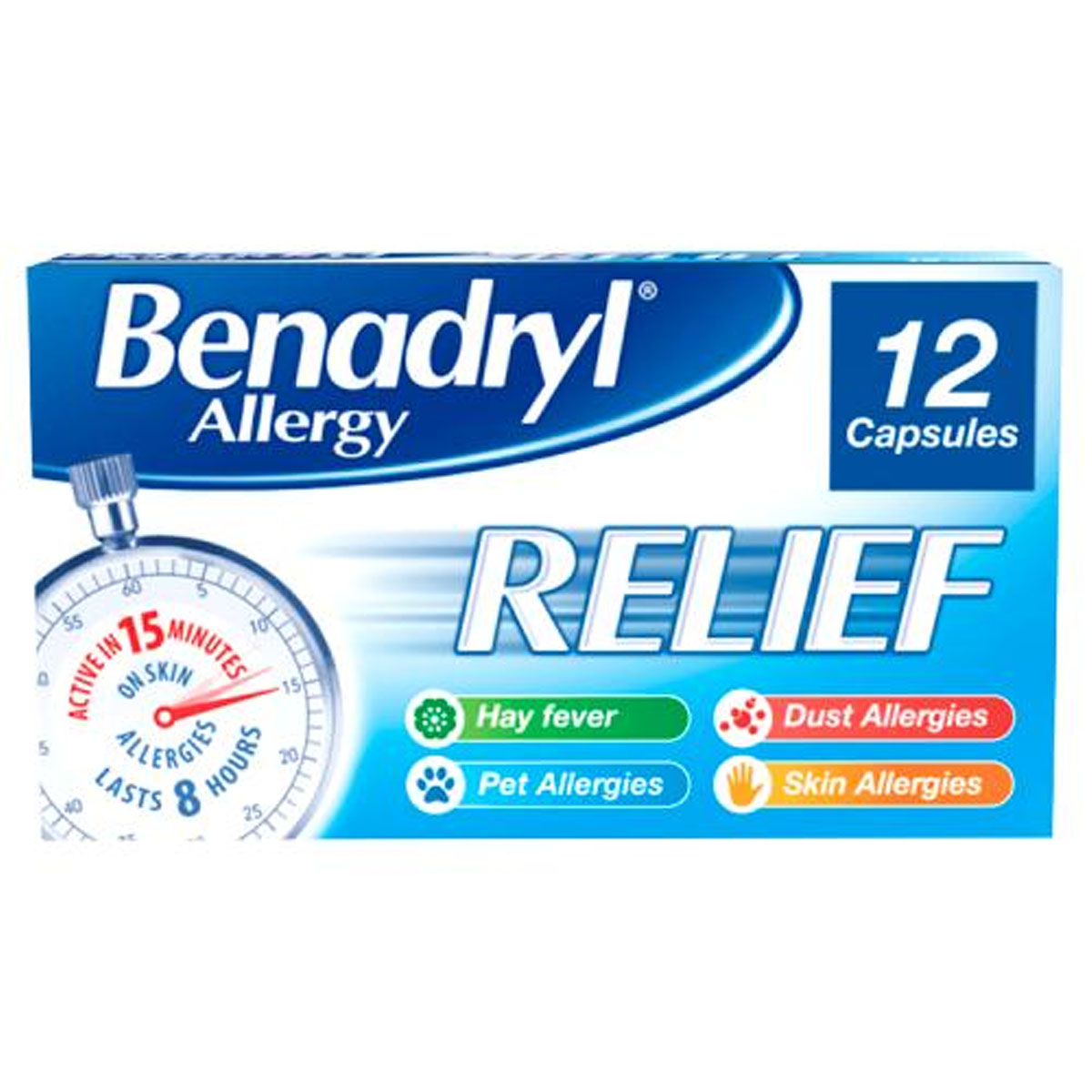 Benadryl - Allergy Relief - 12 Capsules - Continental Food Store