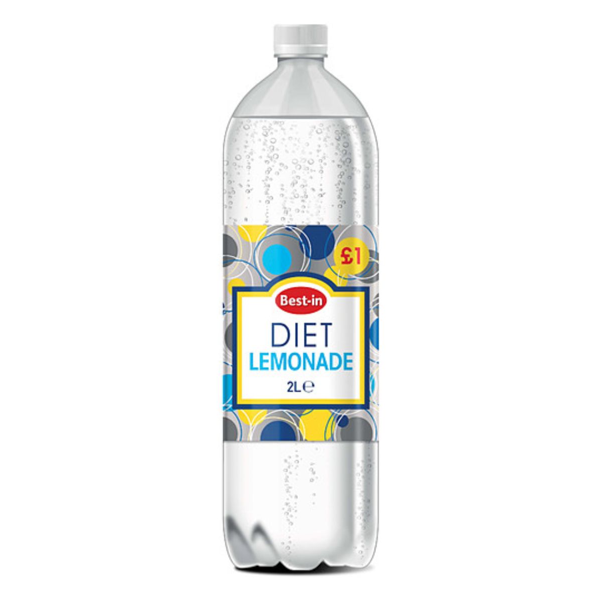 A bottle of Best In Diet Lemonade - 2L on a white background. A bottle of Best In Diet Lemonade - 2L on a white background.