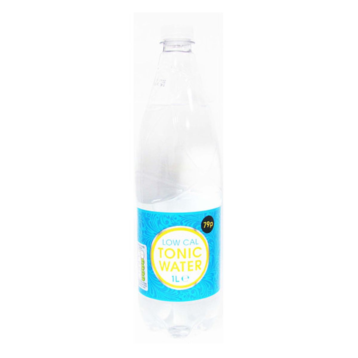 A clear plastic bottle of Best In Low Calorie Tonic Water with artificial flavors and a blue label, isolated on a white background. A clear plastic bottle of Best In Low Calorie Tonic Water with artificial flavors and a blue label, isolated on a white background.