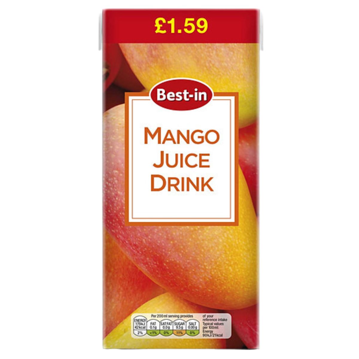 A pack of Best In Mango Juice Drink - 1L on a white background. A pack of Best In Mango Juice Drink - 1L on a white background.
