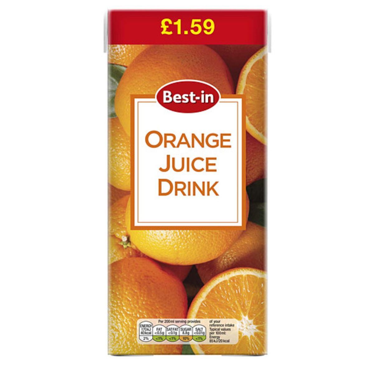 A pack of Best In - Orange Juice - 1L on a white background. A pack of Best In - Orange Juice - 1L on a white background.