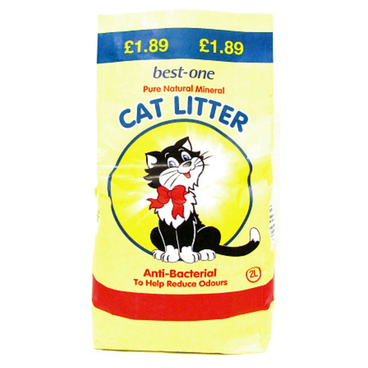 A bag of Best One - Anti Bac Cat Litter - 2L with a cat on it.