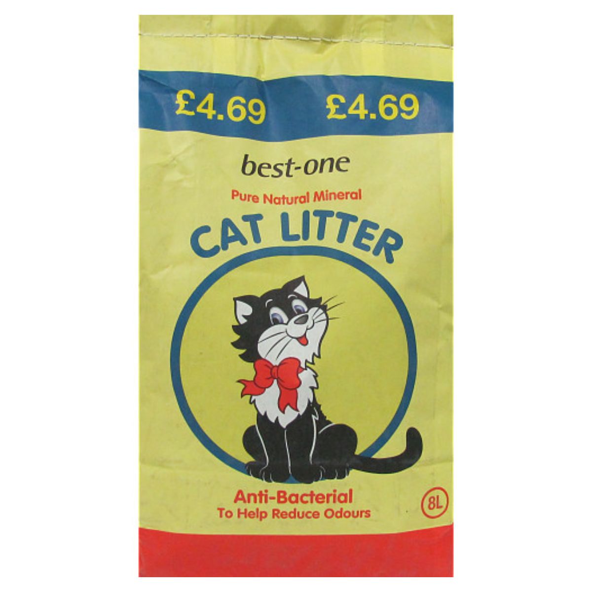 A Best One - Cat Litter - 8 Litres bag of cat litter with a cat on it. A Best One - Cat Litter - 8 Litres bag of cat litter with a cat on it.
