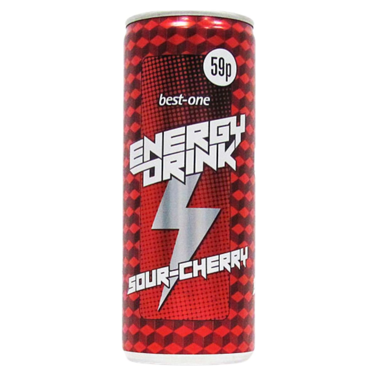 A can of Best One - Sour Cherry Energy Drink - 250ml with a lightning bolt on it. A can of Best One - Sour Cherry Energy Drink - 250ml with a lightning bolt on it.