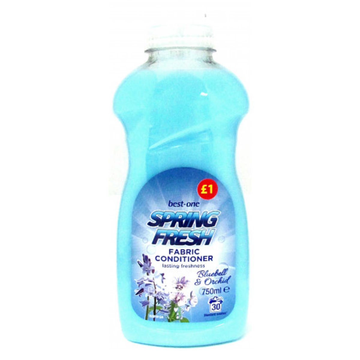 A bottle of Best One - Spring Fresh Bluebell and Orchid Fabric Conditioner - 750ml.