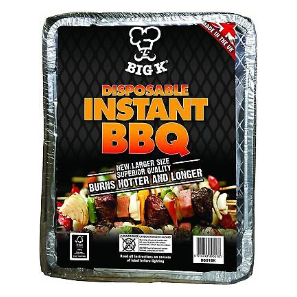 A package of Big K - All In One Picnic Size Disposable BBQ which is a single-use barbecue grill.