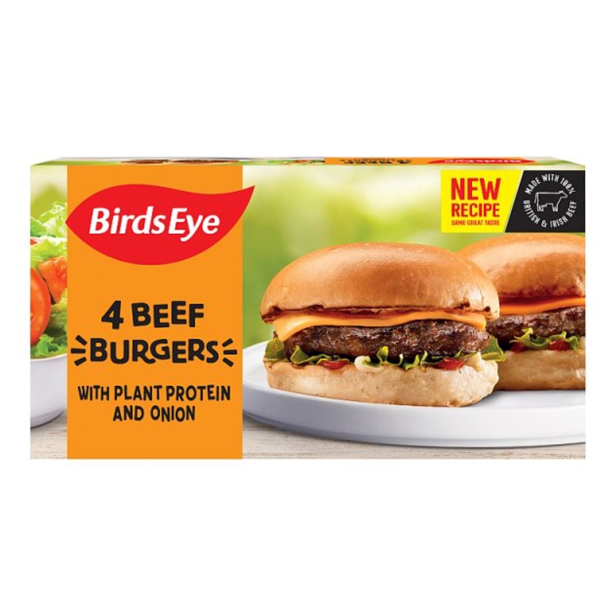 Birds Eye - 4 Beef Burgers - 227g with plant protection.