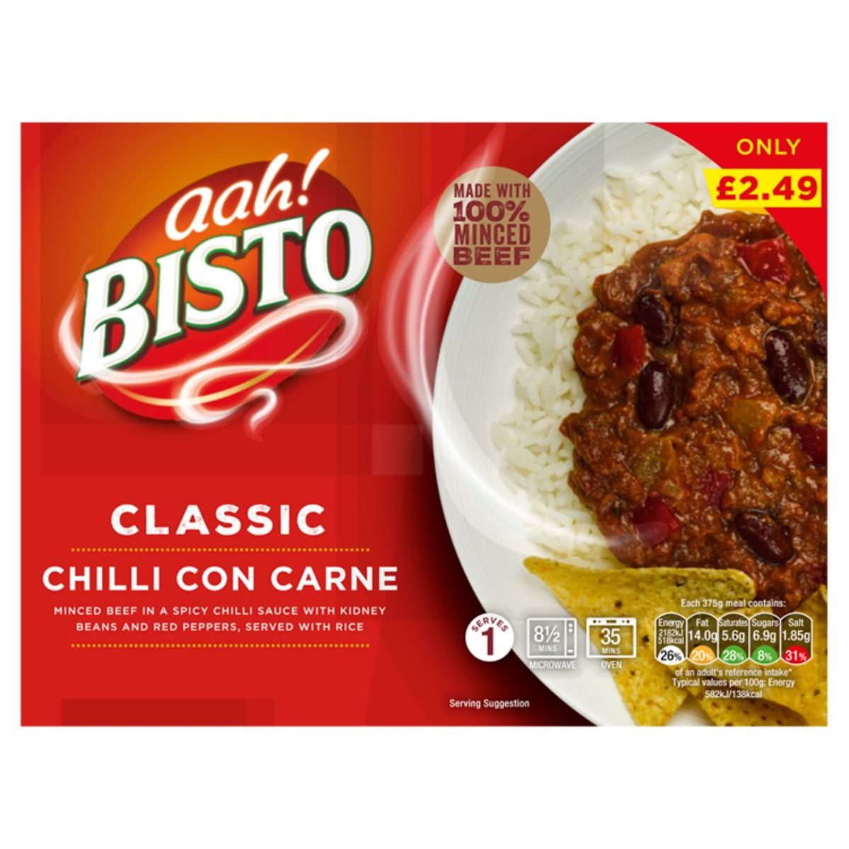 A box of Bisto - Classic Chilli Con Carne - 375g. A box of Bisto - Classic Chilli Con Carne - 375g.