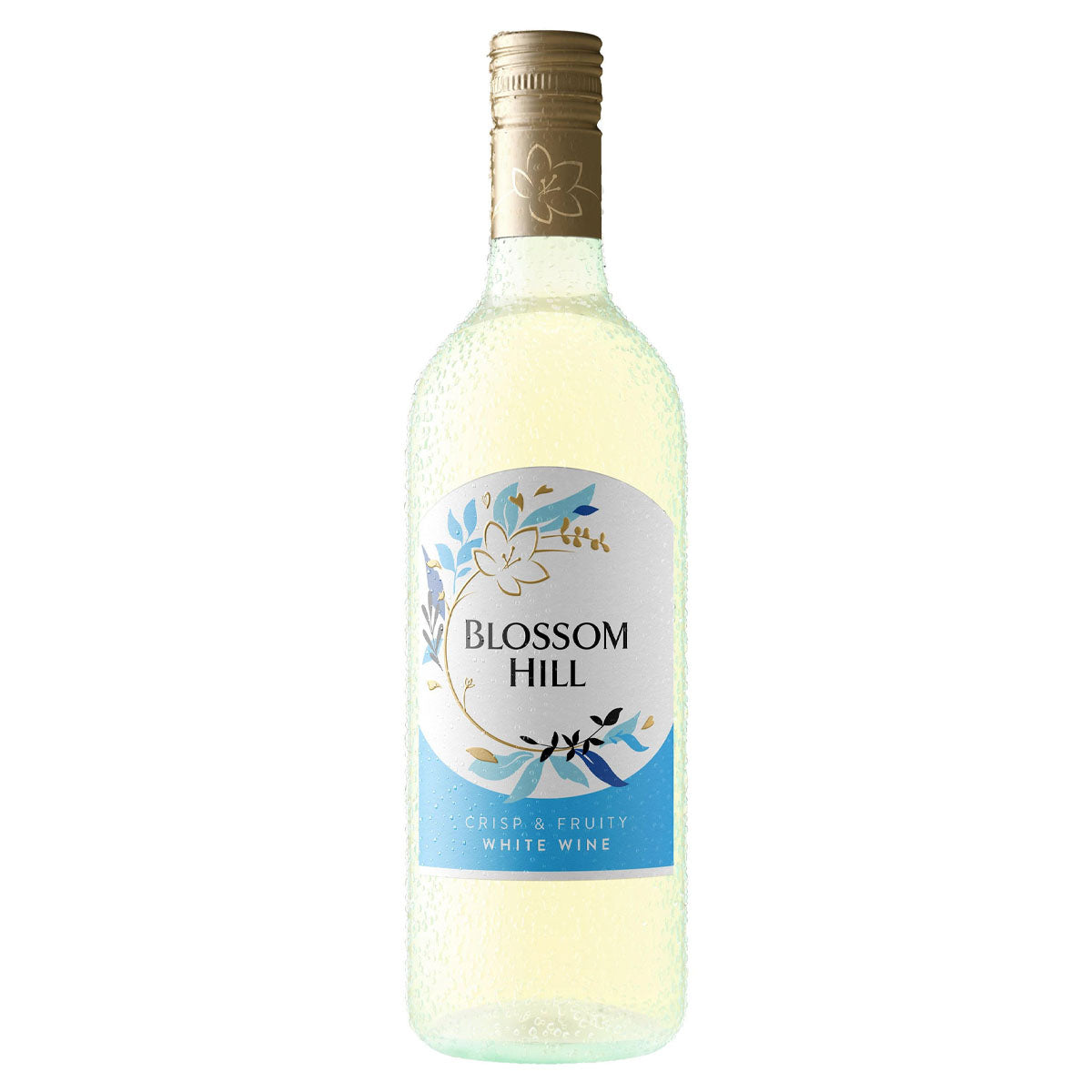 A bottle of Blossom Hill - White Wine (10.5% ABV) - 750ml on a white background. A bottle of Blossom Hill - White Wine (10.5% ABV) - 750ml on a white background.