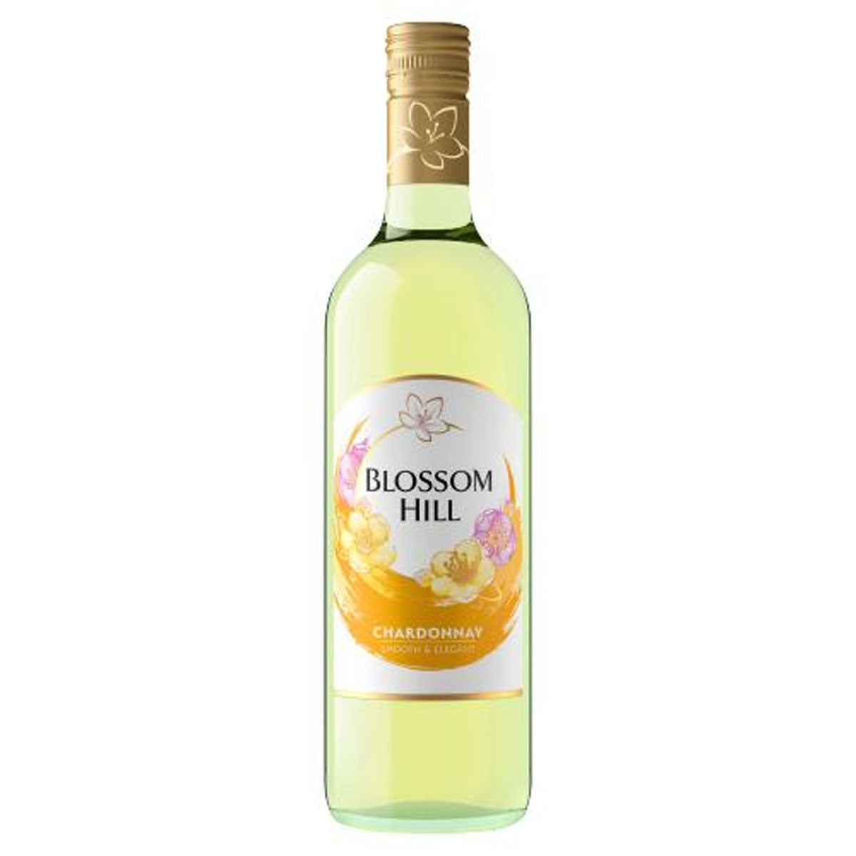 A bottle of Blossom Hill - Chardonnay (12% ABV) - 750ml on a white background. A bottle of Blossom Hill - Chardonnay (12% ABV) - 750ml on a white background.