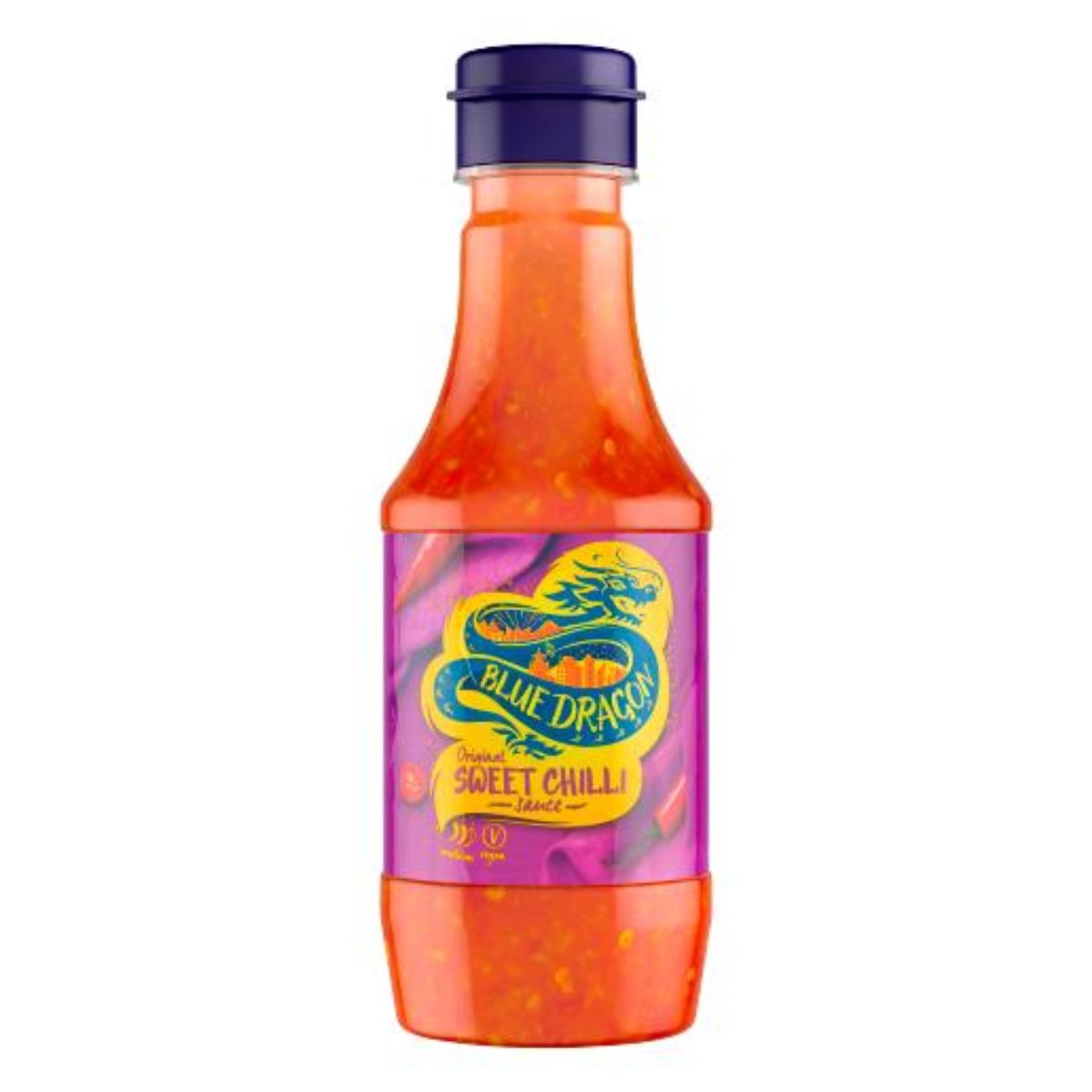 A bottle of Blue Dragon - Original Thai Sweet Chilli Sauce - 190ml on a white background.