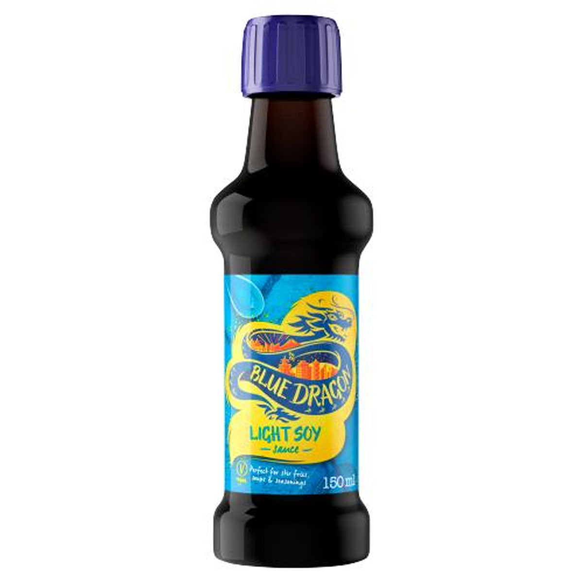 A bottle of Blue Dragon - Light Soy Sauce - 150ml with a blue lid.