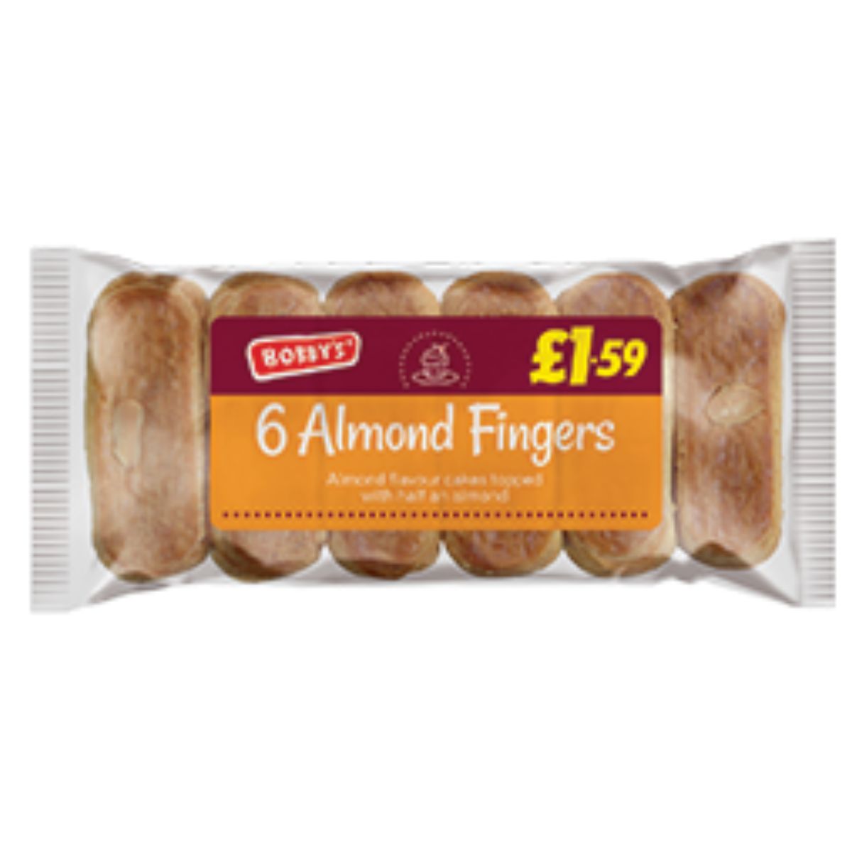 A package of Bobbys - Almond Fingers - 6pcs priced at £1.59.