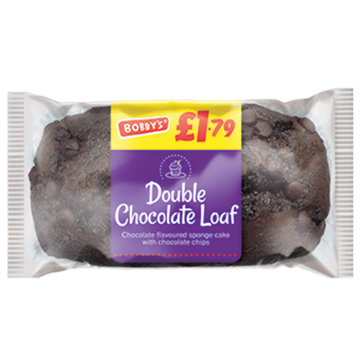 Bobbys - Double Chocolate Loaf - 295g on a white background.