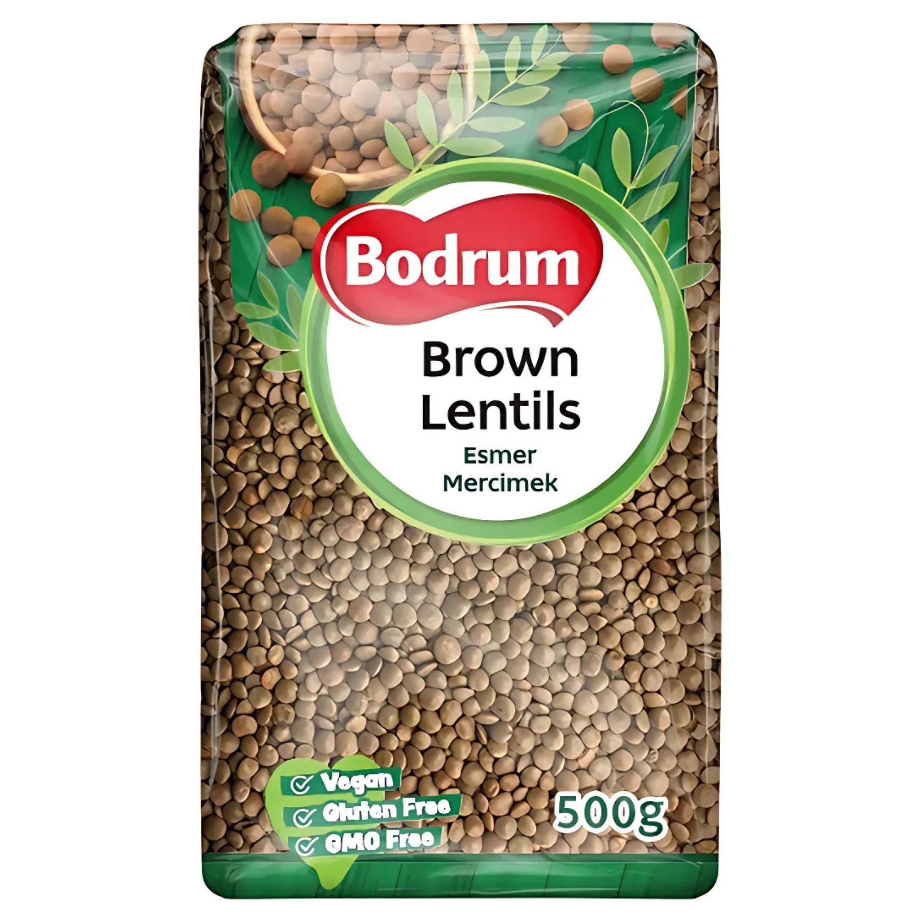 A 500g pack of Bodrum Brown Lentils, vegan, gluten free, and GMO free—rich in plant protein and ideal for everyday cooking. A 500g pack of Bodrum Brown Lentils, vegan, gluten free, and GMO free—rich in plant protein and ideal for everyday cooking.