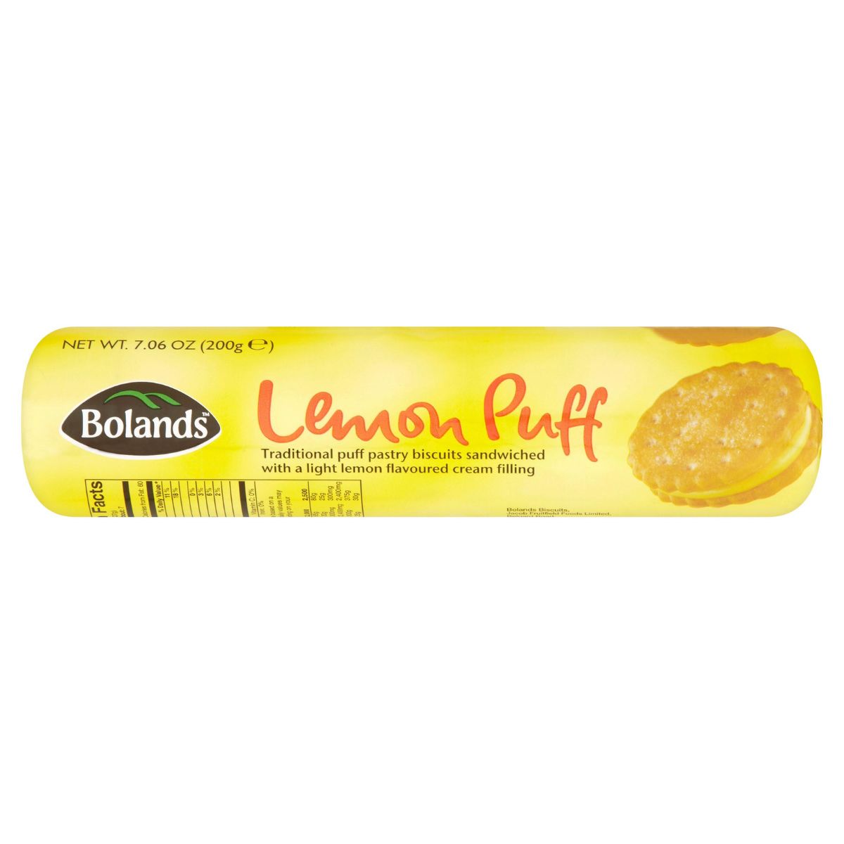 A tube of Bolands - Lemon Puff - 200g on a white background. A tube of Bolands - Lemon Puff - 200g on a white background.