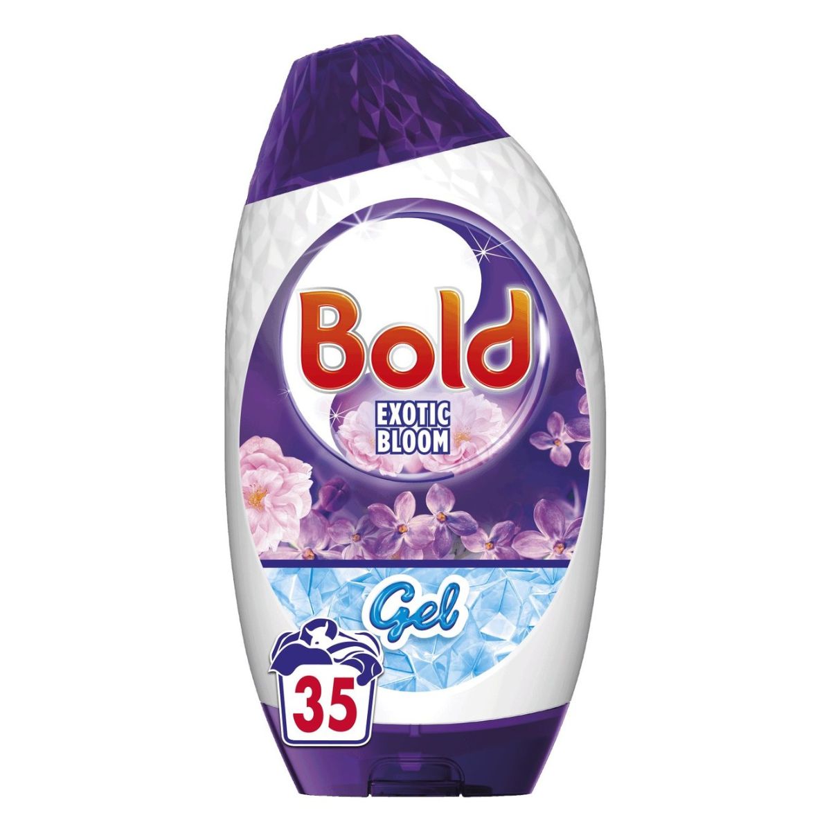 Bold 2in1 Washing Liquid Gel Exotic Bloom with flowers on a white background.