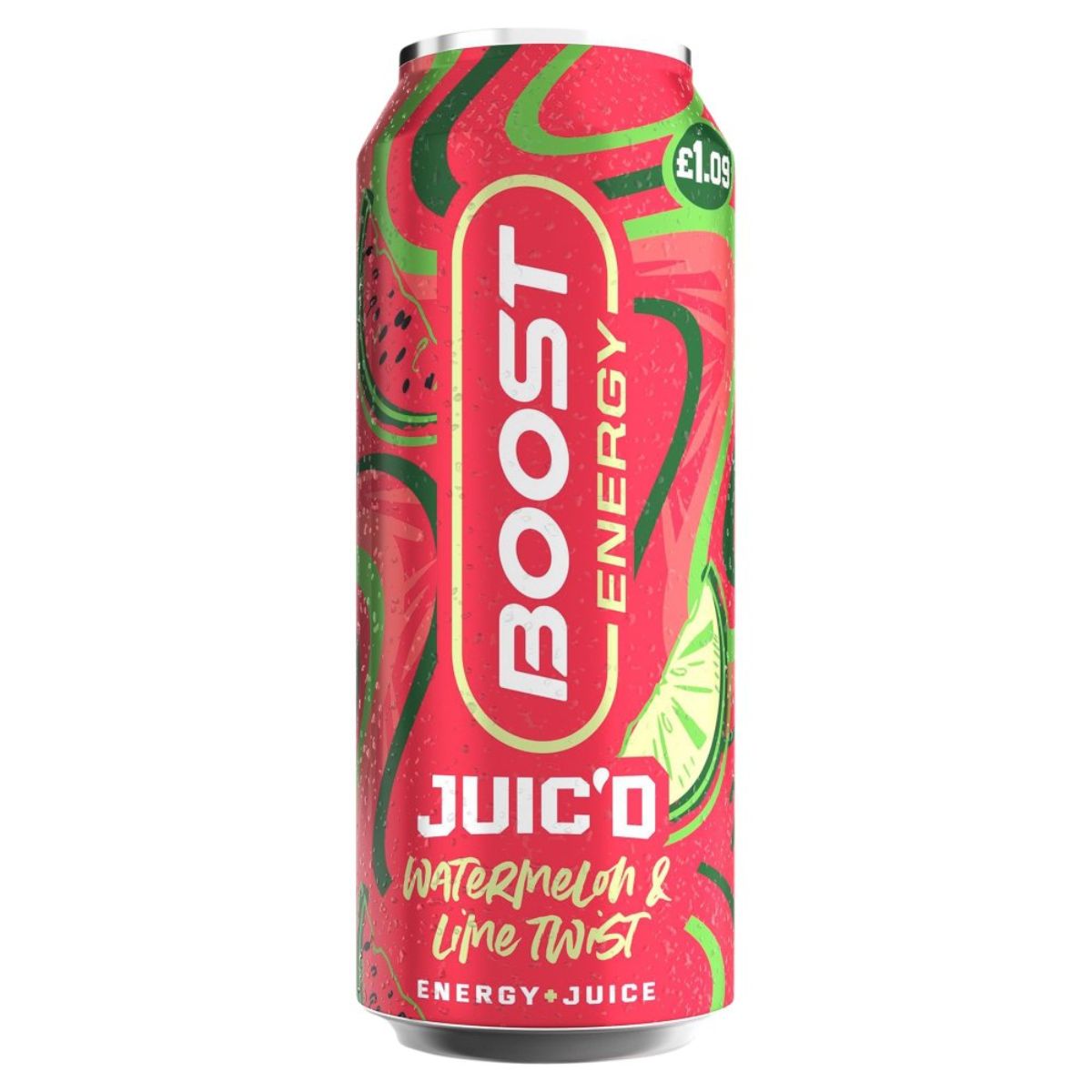 A can of Boost - Energy Watermelon & Lime Twist - 500ml.