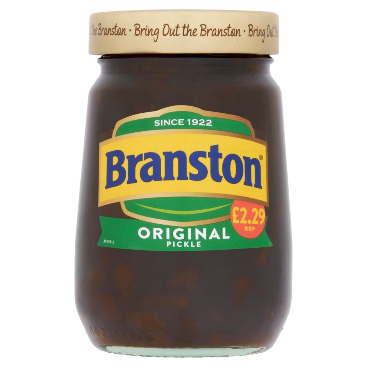 A jar of Branston - Original Pickle - 360g on a white background.