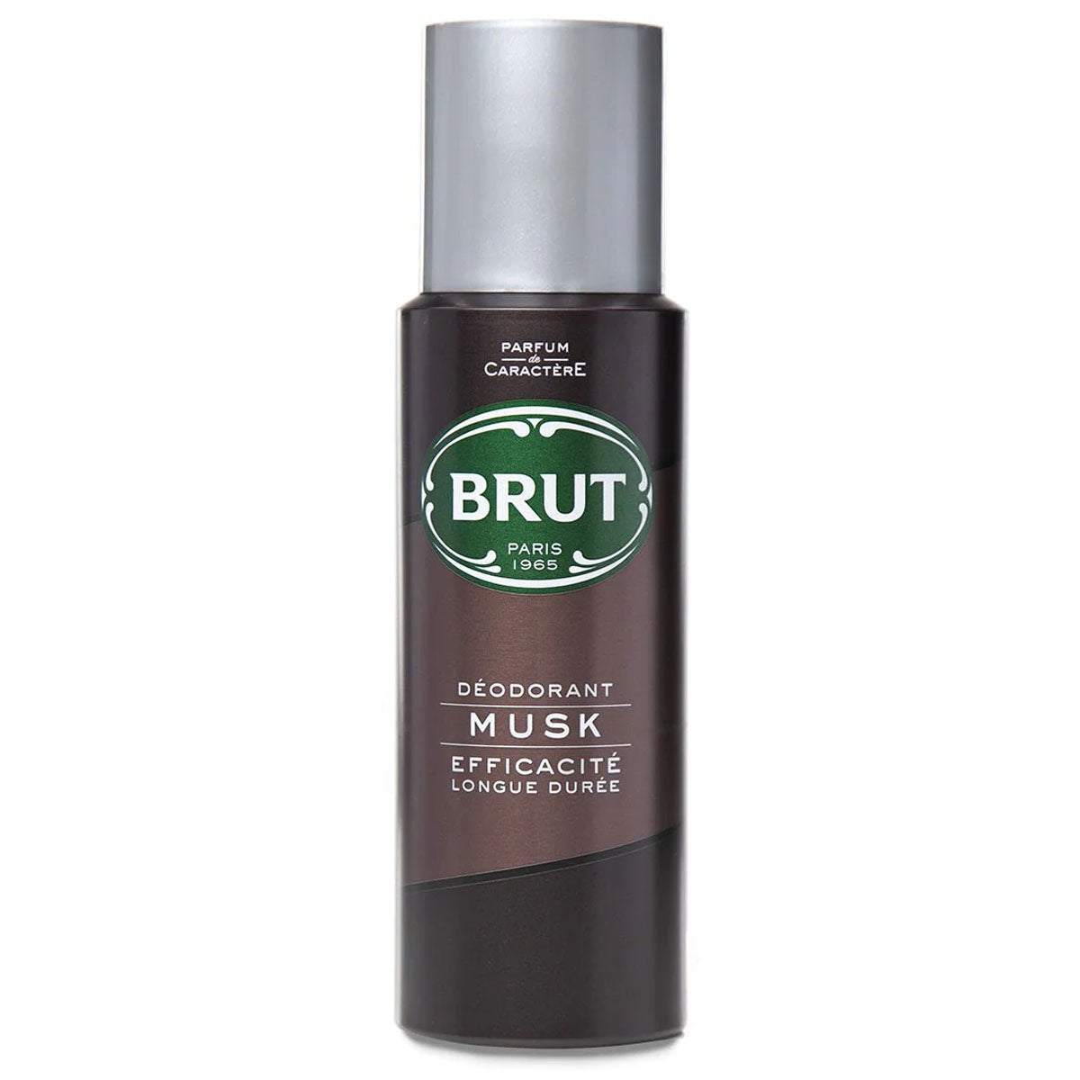 Brut deodorant spray Musk - 200ml on a white background.