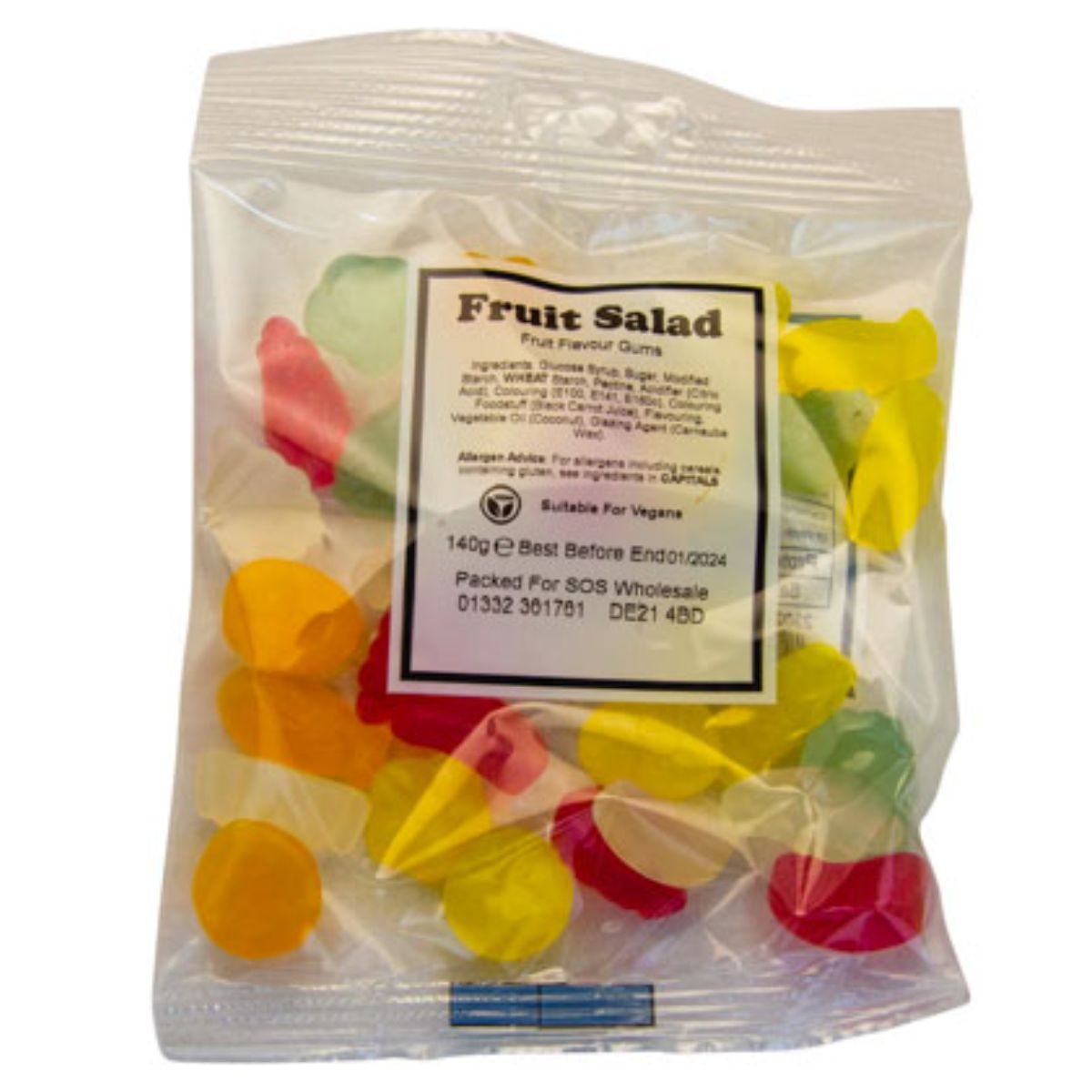 A Bumper Bag - Fruit Salad Gums - 140g of fruit salad candy. A Bumper Bag - Fruit Salad Gums - 140g of fruit salad candy.
