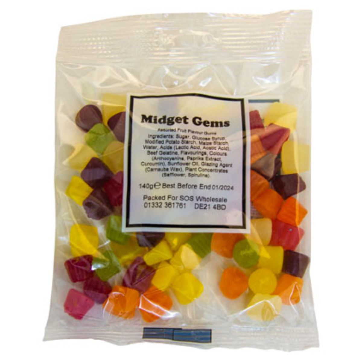 A Bumper Bag of Midget Gems - 140g in a white background. A Bumper Bag of Midget Gems - 140g in a white background.