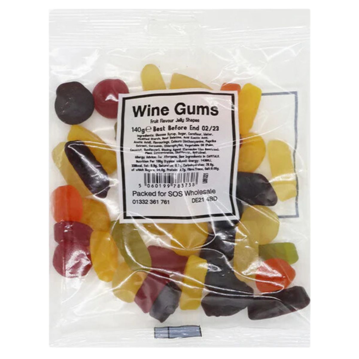 A Bumper Bag - Wine Gums - 140g on a white background. A Bumper Bag - Wine Gums - 140g on a white background.