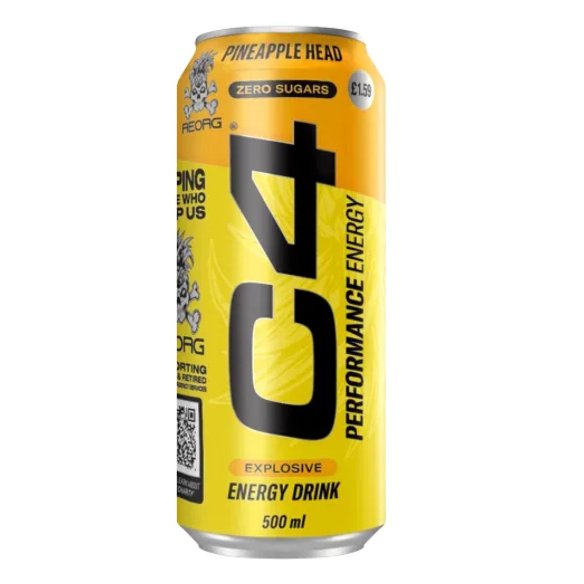 A can of C4 - Energy Carbonated Pineapple - 500ml on a white background.