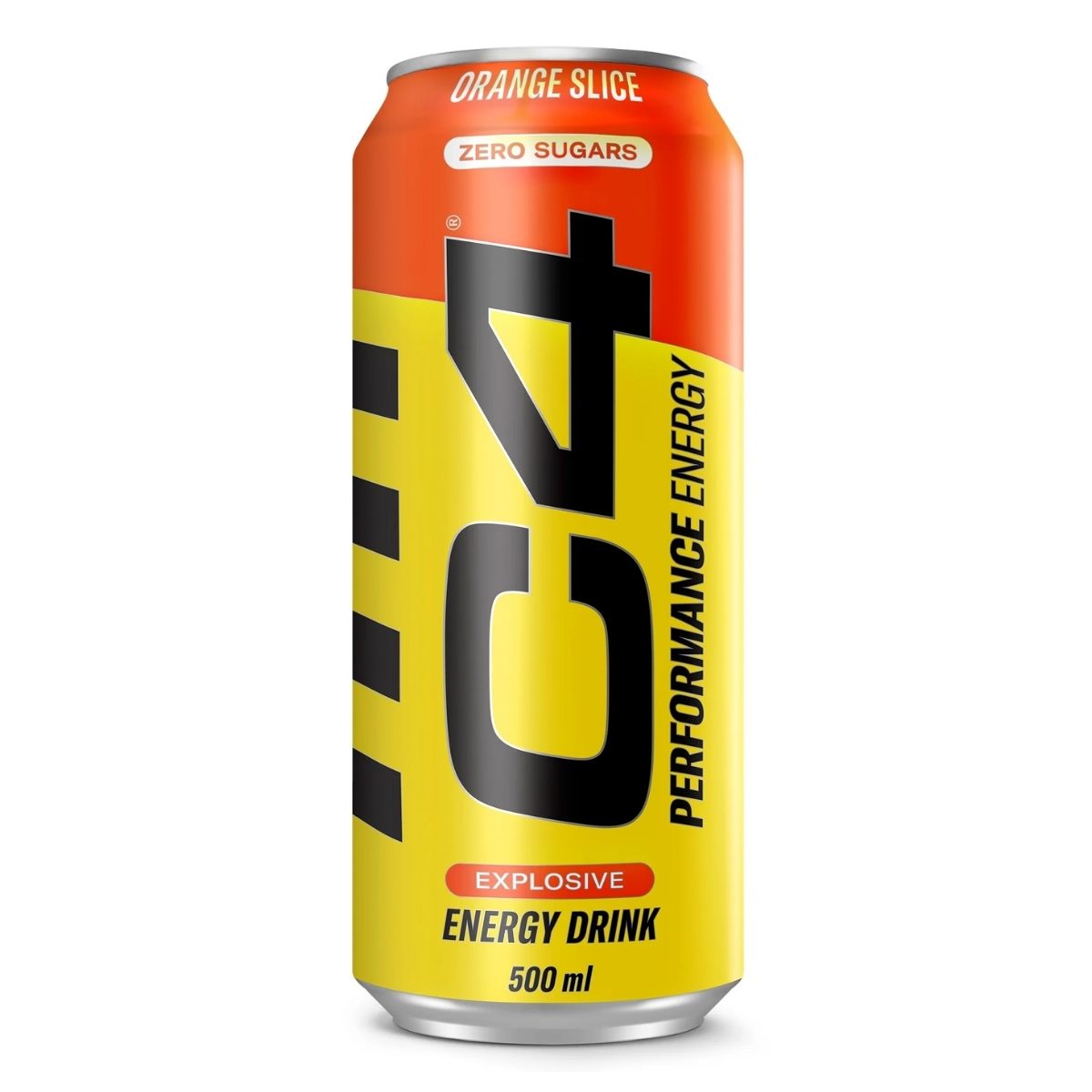C4 - Performance Energy Orange Slice - 500ml energy drink on a white background.