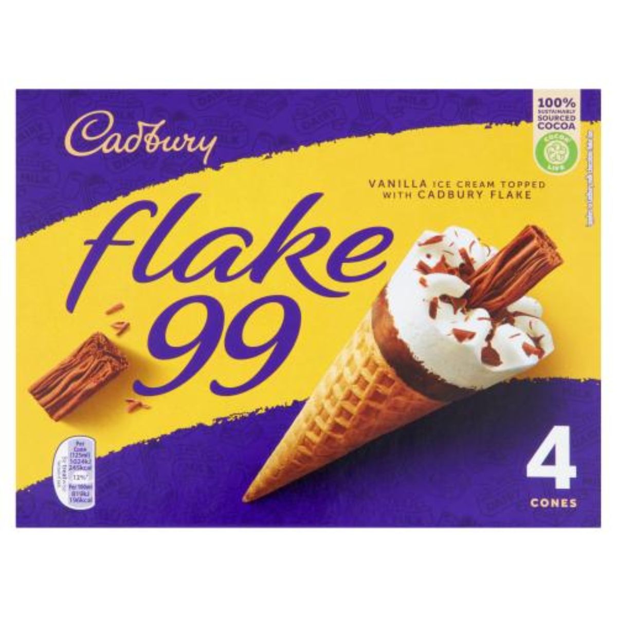 A box of Cadbury - Flake 99 Ice Cream Cones - 4 x 125ml.